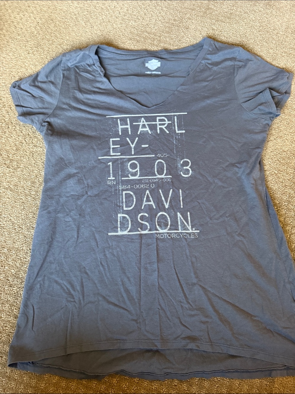 Harley-Davidson Gray V-Neck 1903 Graphic Tee